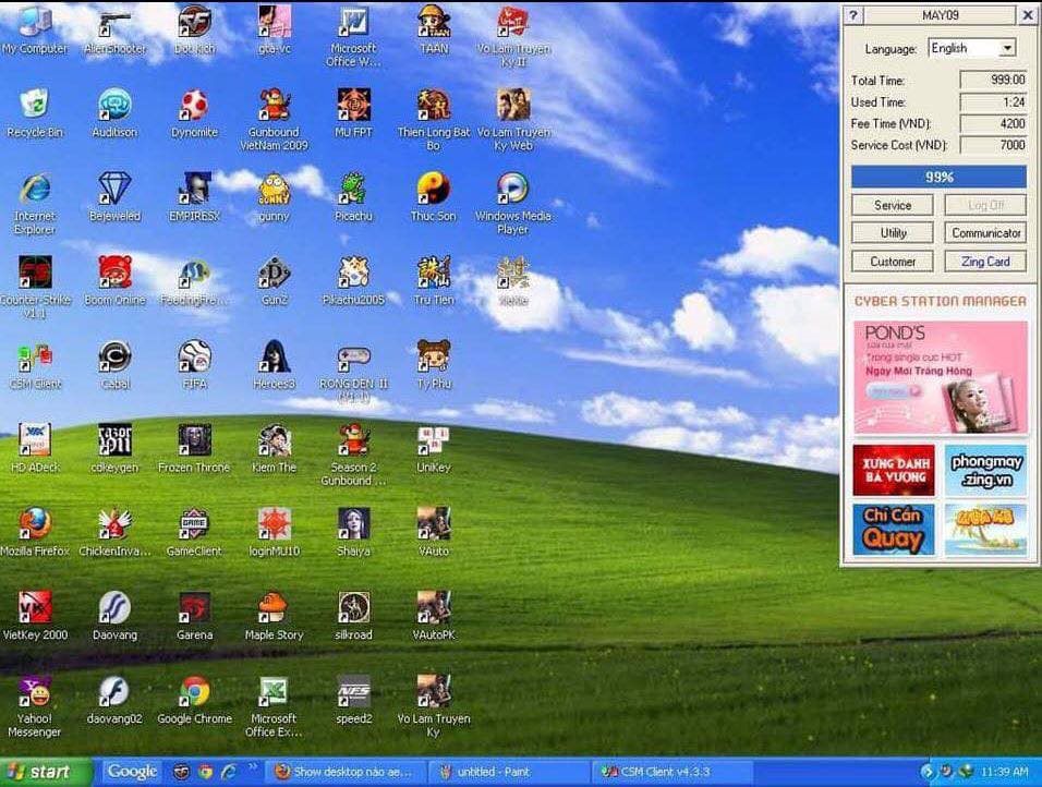 The legendary Win XP screen and old games