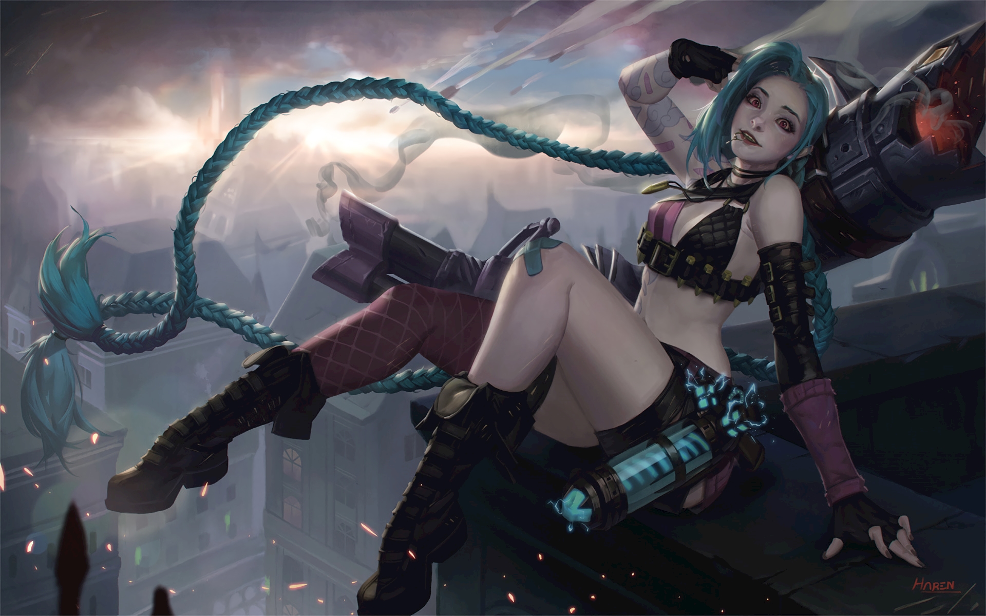 jinx by hanseul kim hd wallpaper background fan art artwork league of legends lol 15795085628491279834661