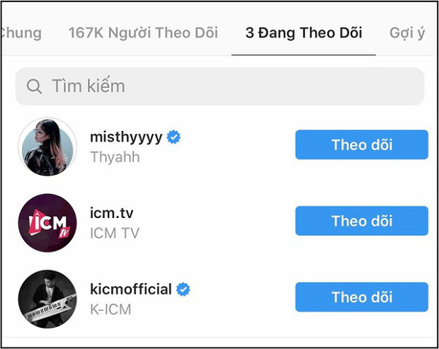 Even unfollowed all three accounts, including K-ICM and the 'former' company