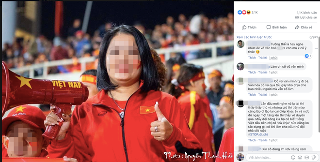 The female fan's Facebook received aggressive comments from the online community after the match