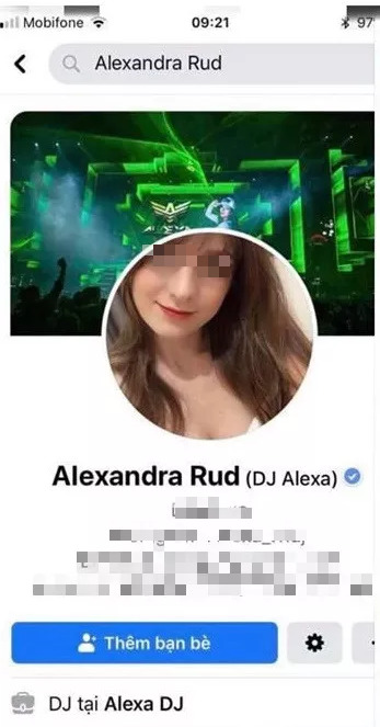The real account of the female DJ will have a blue tick