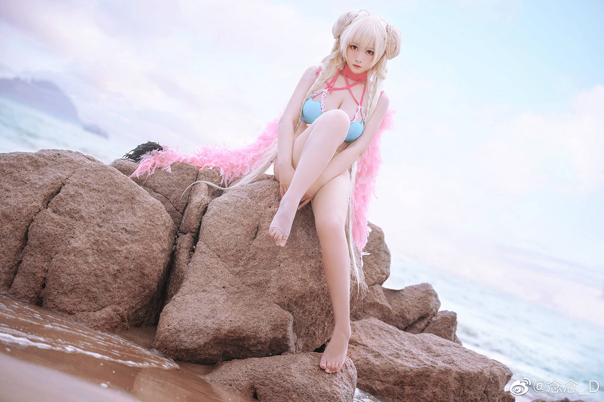 USS Bache captivates in a pink bikini.