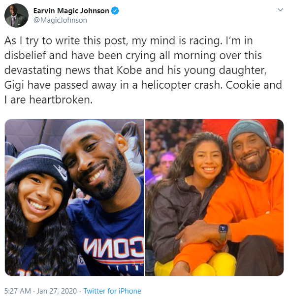 Magic Johnson, a legend and current president of the Los Angeles Lakers, choked up: 