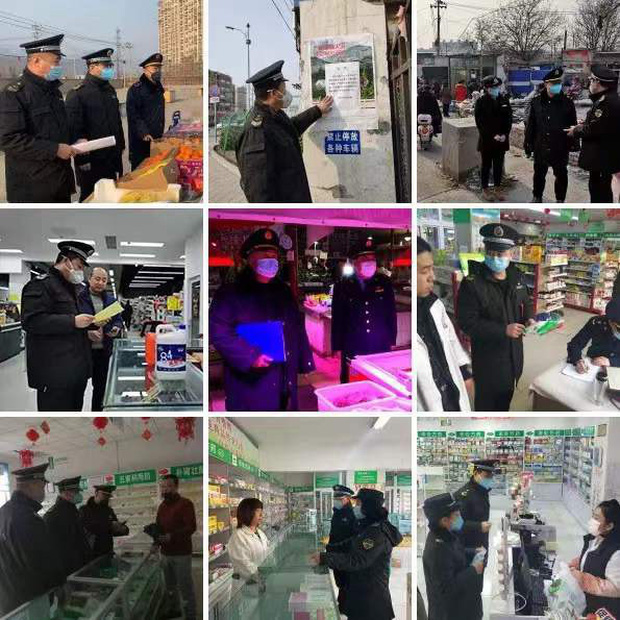 Market supervision staff inspecting prices and supply of products at pharmacies, supermarkets, and markets in the city area