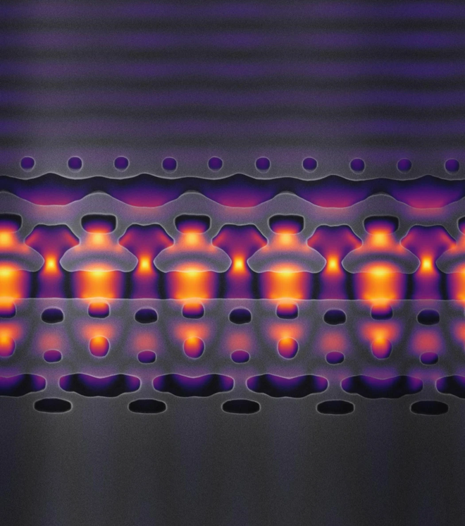 An enlarged portion of the accelerator 25,000 times.