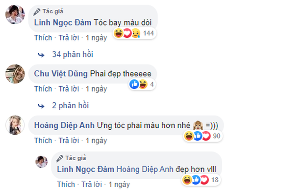 Linh Ngọc Đàm received a lot of compliments for her new platinum hair color.