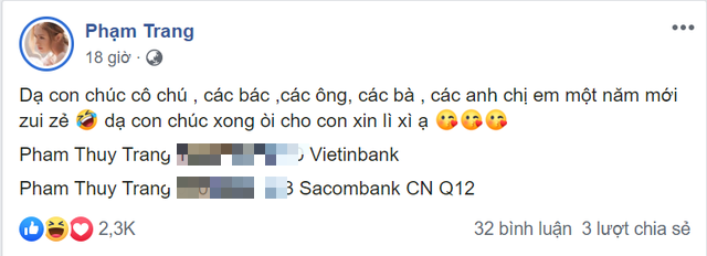 Publicly sharing her bank account to ask for lucky money, who cares about dignity at this point