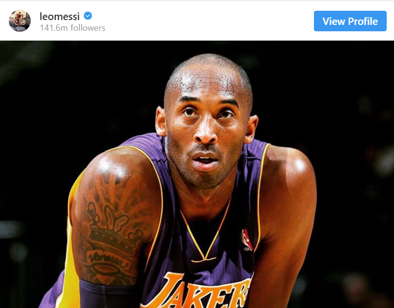 I don't know what to say right now... My deepest condolences to Kobe's family. He and I shared beautiful memories together