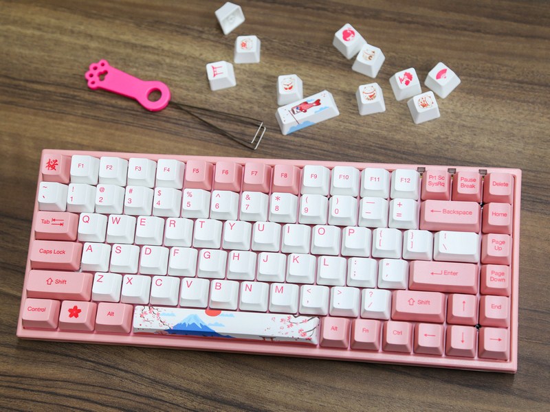 AKKO Tokyo 3084 keyboard set in striking pink and white