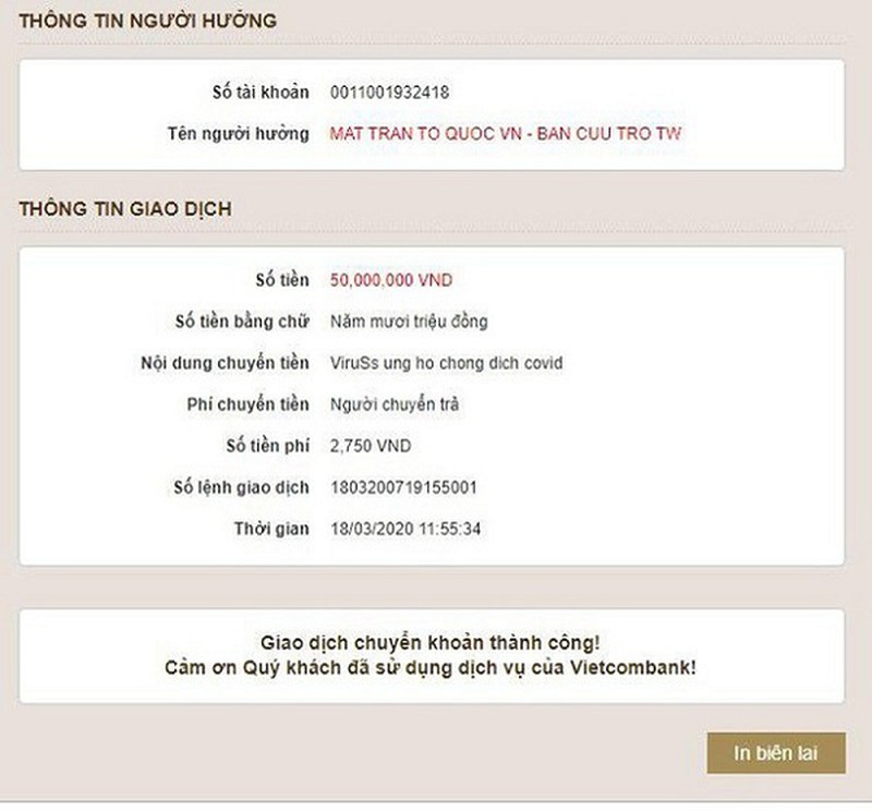ViruSs donates 50 million VND to support Covid-19 relief efforts