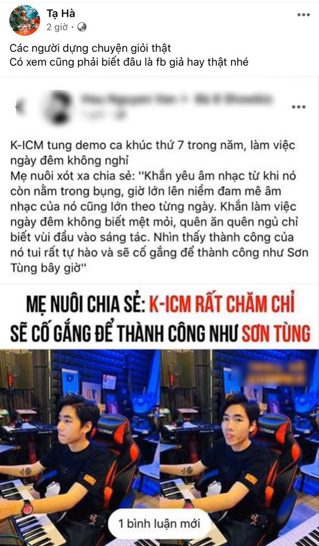 K-ICM's adoptive mother is upset over false information mentioning Sơn Tùng M-TP.