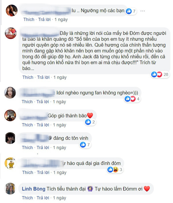 The online community admires this meaningful action from the Đóm (FC of Jack)
