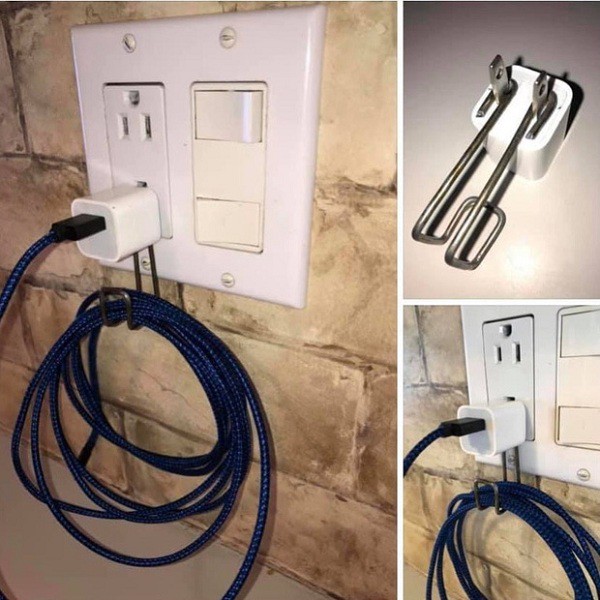 Charging cable hooks connected directly to magnets.
