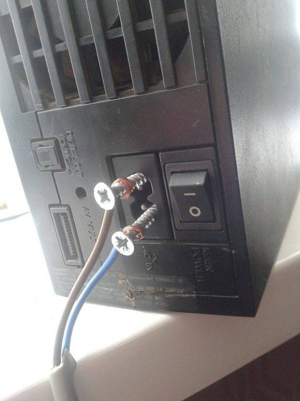 Screws repurposed as electrical conduits.