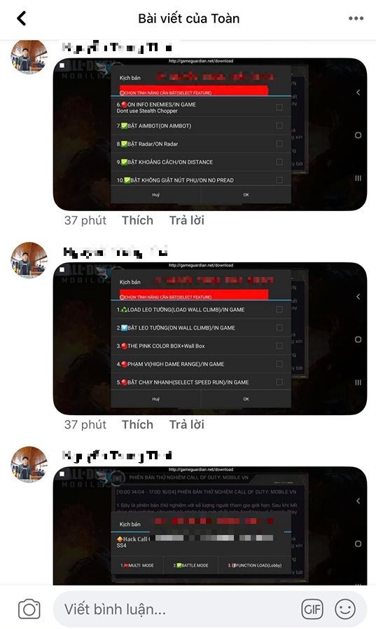 Spamming comments about hacking software