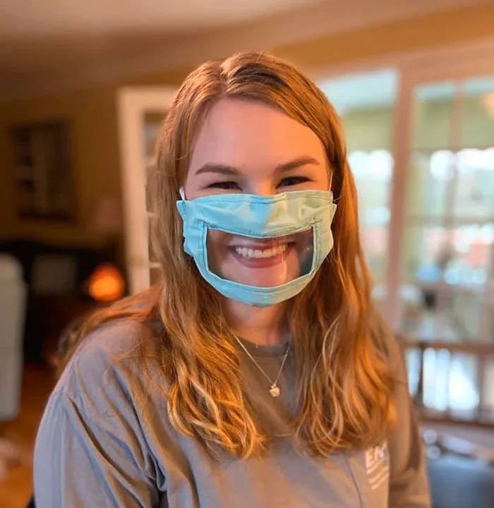 Wearing a mask but still keeping a pretty smile