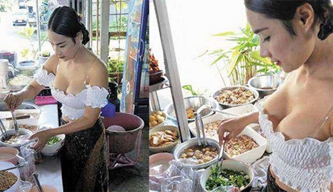 Is it necessary to dress up like this just to sell noodle soup?