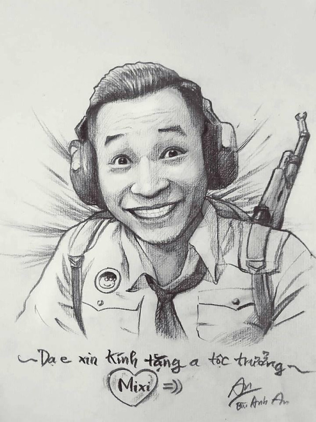 Humorous drawing of Do Mixi by Bui Anh An.