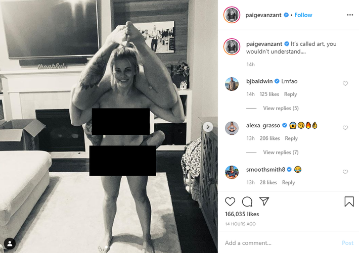 Paige VanZant shares her latest, most 'hot' photo from the Covid-19 nude photoshoot of the couple so far.