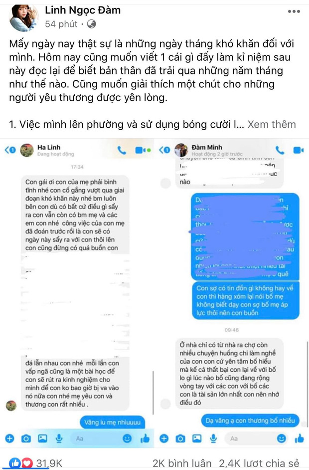 A lengthy status resolving all issues of Linh Ngọc Đàm.