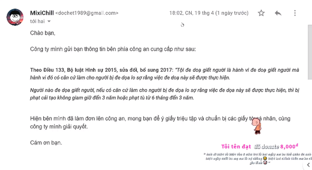 Độ Mixi's response after being threatened.