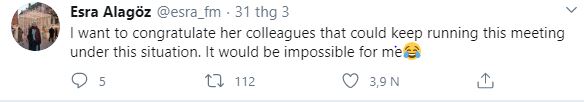 I would like to congratulate her colleagues for being able to conduct a normal meeting under these circumstances. If it were me, the meeting would have 'failed' long ago.