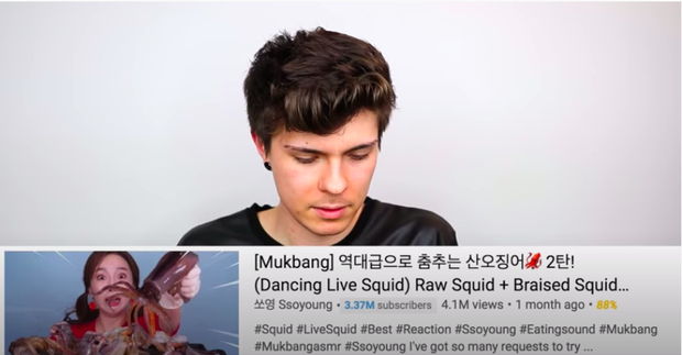 The squid-eating clip of Ssoyoung continues to be a major topic in the video of the male YouTuber with over 322k subscribers.