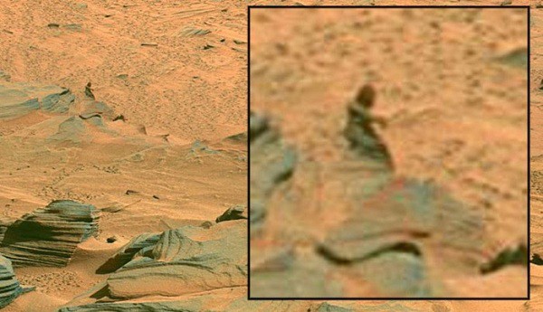 An image captured by the Spirit rover on September 5, 2007, led many to believe it was... an alien, though in reality, it was just a rock.