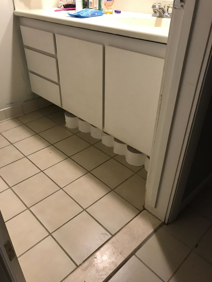 I told my kids to put the toilet paper under the sink and the result was hilariously unexpected.