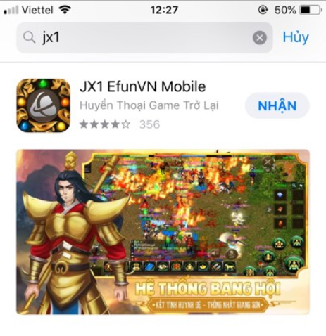 JX1 EfunVN Mobile is available on the App Store (iPhone, iPad...) and Google Play for Android.