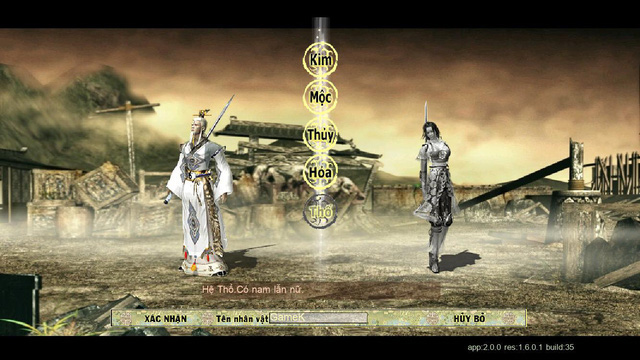 Choosing and creating characters in JX1 EfunVN - Huyền Thoại Võ Lâm.