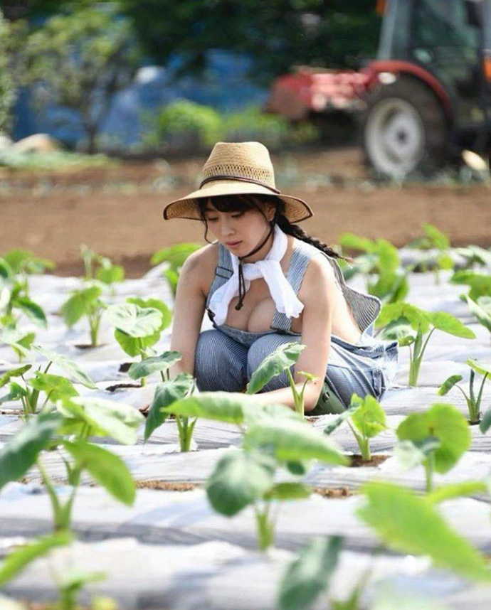 Images of her sitting and gardening