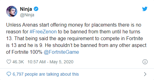 Ninja speaks out to defend Zenon, claiming the 4-year ban is excessive