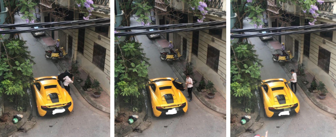 The young man steps out of the luxury car