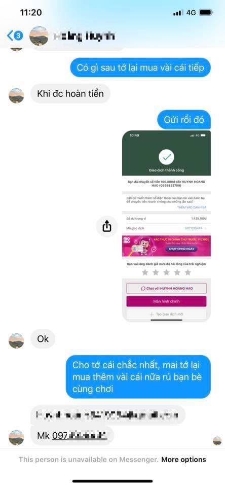 The chat with a heartbreaking ending from the scammer