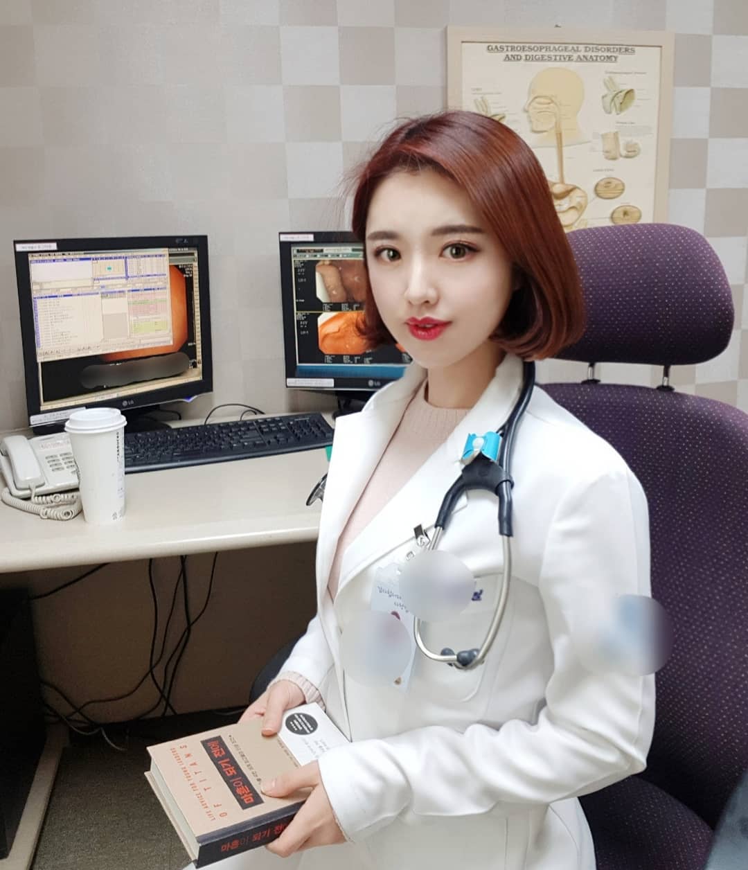 Behind the white lab coat