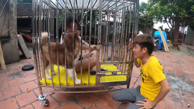 Hung Vlog causes controversy by locking his sister in a dog cage in a recent video
