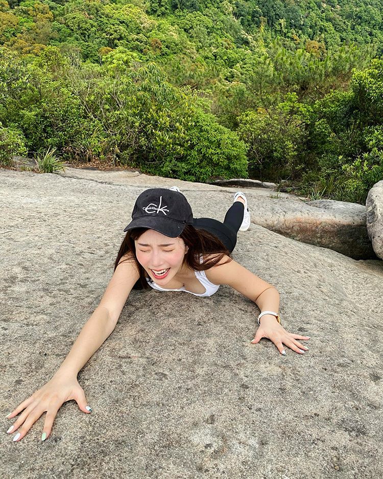 Looking at the climbing photos