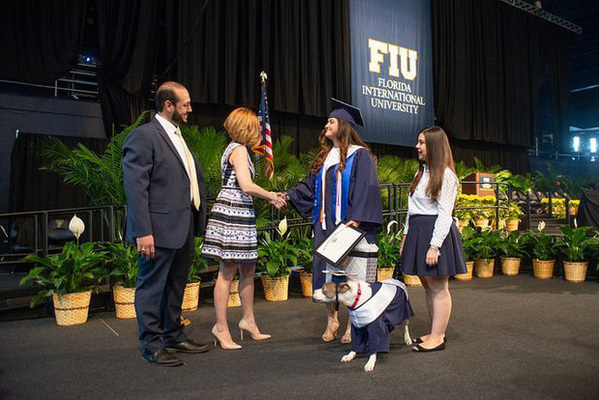 Both on the graduation stage