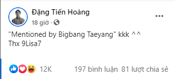 The streamer himself delighted to be mentioned as 'having been referred to by Bigbang Taeyang'