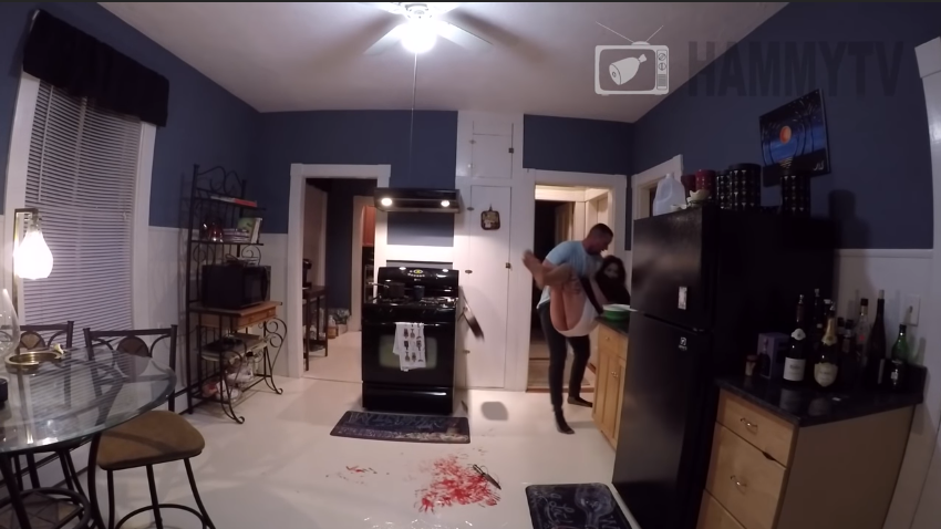 The moment her boyfriend scooped Jen up, causing her to collide with the kitchen cabinet
