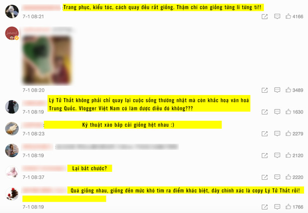 Many comments from the Chinese internet community
