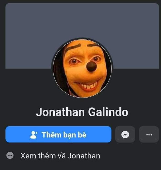 Social media account with an avatar of a man with a dog-like face smiling.