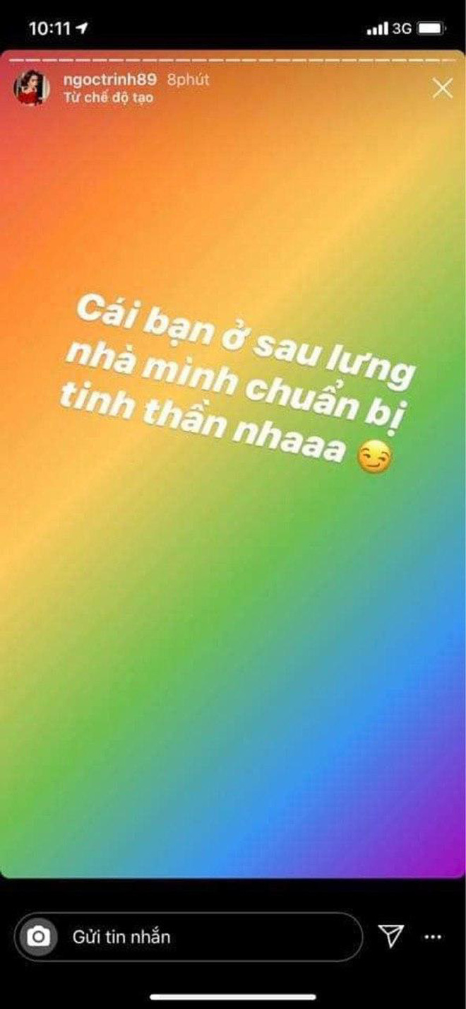 It's rare to see Ngọc Trinh this angry; she posted several stories to 'warn' this neighbor.