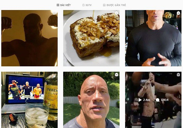 The Rock's personal page mainly features his personal images