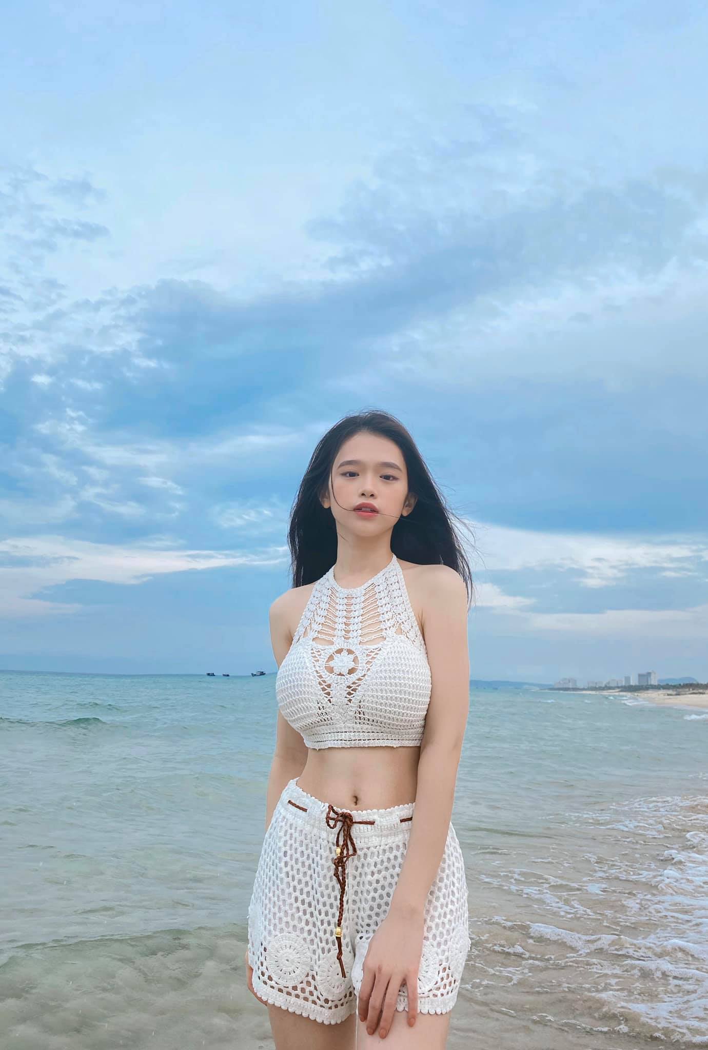 Linh Ka's recent swimwear fashion is much more modest