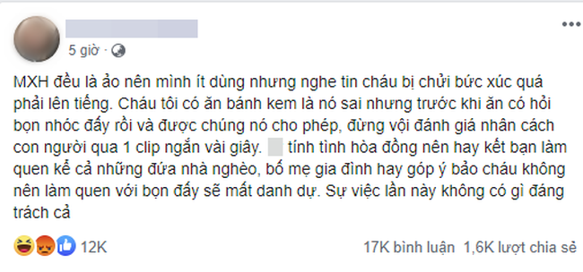 The person claiming to be L's aunt made netizens even more outraged by defending her. (Screenshot)