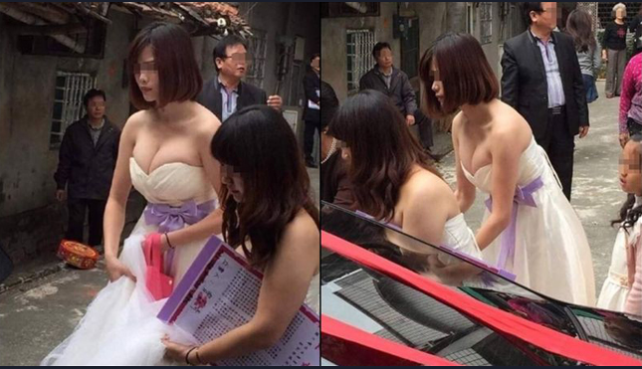 Many guys will surely blush when they see this girl modestly bending down.