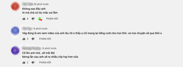 There are many comments from fans encouraging the male YouTuber to keep going, saying that any storm will eventually pass.