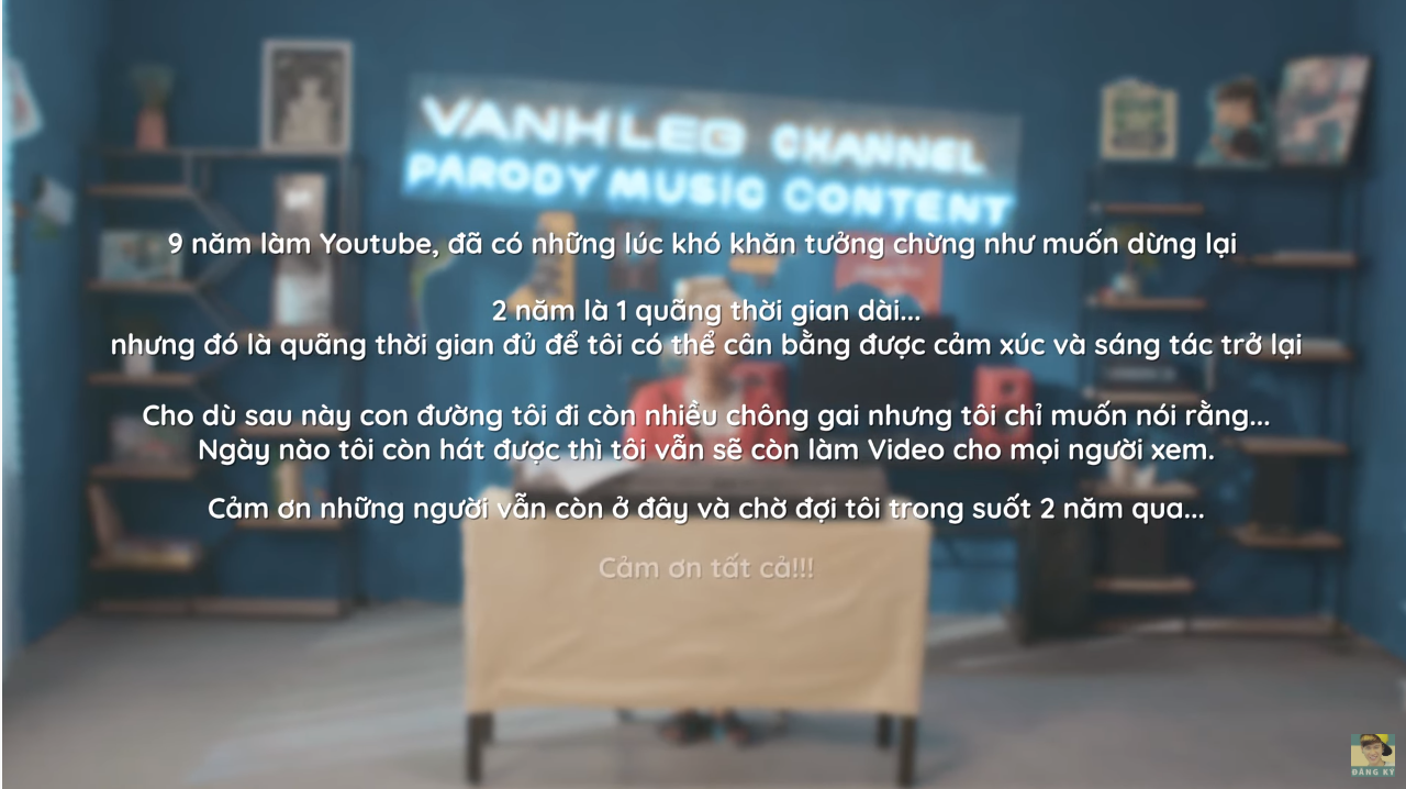 The message recounting Vanh Leg's two-year 'disappearance'